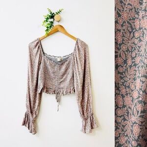 Altar’d State NWT Floral Boho Festival Long Sleeve Crop Top